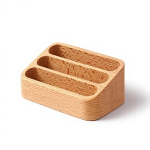 Organisateur de bureau en bois AZ ENTERPRISES AZE-WCH023 avec trois compartiments, forme personnalisée, finition naturelle, plateau de rangement pour bureau - Product Image 1