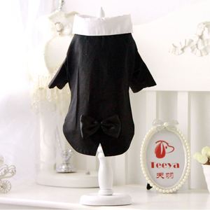 Traje de Esmoquin para Perro Bichón Frisé, Negro y Blanco, de Poliéster, Prenda de Dos Patas, Ropa para Mascotas - Product Image 4
