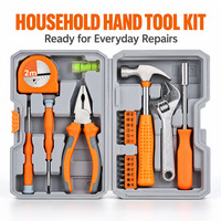 Kit d'outils de bricolage domestique 19 pièces, ensemble de tournevis électrique rechargeable avec marteau, pinces, embouts, boîte de rangement portable pour réparation à domicile