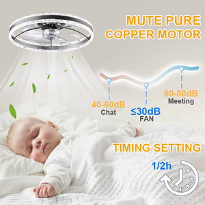 Ventilador de Techo Eléctrico Moderno de Alta Calidad con Montaje Empotrado, Iluminación LED de 80, Motor de CC, 5 Aspas Metálicas, Control Remoto por Aplicación, Silencioso, para Hotel - Product Image 5