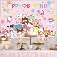 Ballons de joyeux anniversaire en polyester PVC bannière de couleur arc-en-ciel avec chignon drapeau en papier coloré