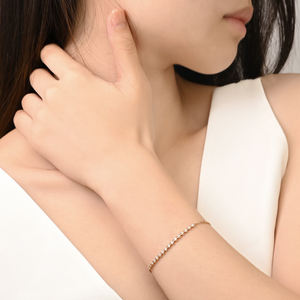 Bracelets ajustables pour femmes, très populaires, en or massif 18 carats, avec diamants naturels, chaîne à maillons, bijoux élégants et raffinés. - Product Image 5