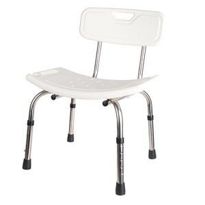 Bath Chair With <b>Backrest</b> Adjustable Height Non Slip Legs For Elderly And Disabled Shower Use - Product Image 1