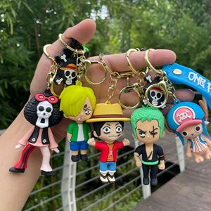 Custom Rubber Keychains 3D Cool Cartoon Piece Luffy Design Doll Keychain Promotional Gift Key Ring Car Key Accessories Key Chain