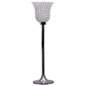 Centre de table décoratif haut fait main pour mariage, hôtel, restaurant, style luxueux, porte-bougie en cristal et diamant - Product Image 1