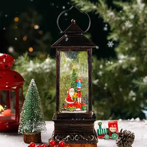 KG Regalos de Navidad Adornos de Navidad Sublimados Clásico Giratorio Troyano Nevando Caja Musical Bola de Cristal Decoración de Navidad