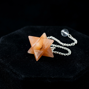 Péndulo de Radiestesia Merkabia de Tetraedro Estelar de Piedra Solar, Colgante de Cristal Tallado a Mano para Reiki con Cadena, Estilo Gujarati - Product Image 4