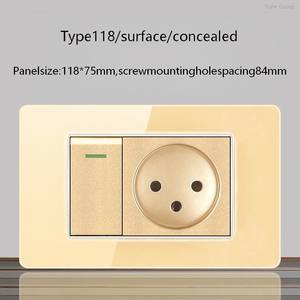 Panel de vidrio templado de cuatro colores, estándar israelí, con interruptor de lámpara de pared de carga rápida USB tipo C, módulo de teléfono y TV satelital. - Product Image 4