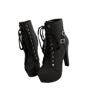 Botas de Tacón Alto con Plataforma Impermeable, <span class=keywords><strong>Estilo</strong></span> Popular, Tacón Grueso, Punta Redonda, Hebilla de Correa, <span class=keywords><strong>Zapatos</strong></span> de Moda para Mujer, Talla Grande - Product Image 5