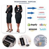 BN359-1 Tenues de Travail Tendance pour Femmes Blazer à Manches Longues à Un Bouton et Jupes Tenue de Bureau pour Femmes Ensemble de Costume Professionnel 2 Pièces pour Femmes