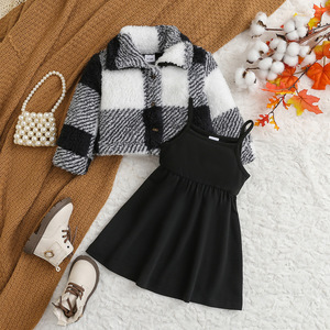 Mode coréenne nouveau automne et hiver filles deux pièces ensemble décontracté solide motif bébé costume manteau <span class=keywords><strong>Mao</strong></span> <span class=keywords><strong>Mao</strong></span> Condole robe - Product Image 1