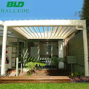 high quality outdoor garden sun shelter screen grey wall pergola metal roof terrace waterproof outdoor modern
