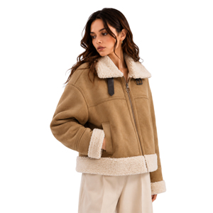Nuovo <span class=keywords><strong>cappotto</strong></span> alla moda da <span class=keywords><strong>donna</strong></span> <span class=keywords><strong>in</strong></span> <span class=keywords><strong>pelliccia</strong></span> sintetica reversibile corta <span class=keywords><strong>con</strong></span> cerniera tinta intrecciata: capispalla retrò Eco-Friendly ODM/OEM - Product Image 2