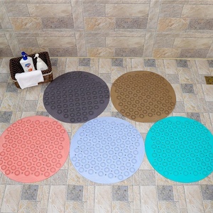 Tapis de bain rond 30/55CM avec trou de drainage, tapis de massage des pieds, tapis de douche doux, tapis de salle de bain antidérapant avec ventouses - Product Image 6