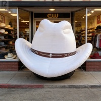 Chapeau de cowboy gonflable géant avec éclairage LED, logo personnalisé, tissu Oxford, ventilateur intégré pour la publicité musicale/les fêtes