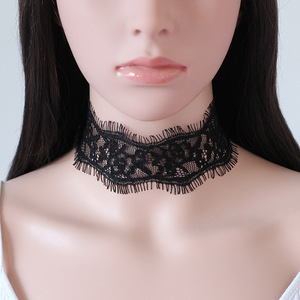 Collier ras du <span class=keywords><strong>cou</strong></span> en dentelle pour femme avec pendentif à pompon, col artistique ajouré, design original, style européen et américain, 31 cm à 40 cm - Product Image 3