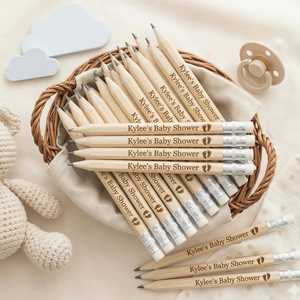 Crayons en bois gravés sur mesure avec gomme, pour cadeaux de baby shower, cadeaux de mariage, fournitures de bureau - Product Image 3