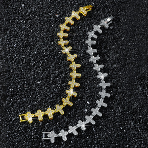 2026 Hot Selling Simple Design Geometric <b>Cross</b> <b>Chain</b> Bracelet Hiphop Alloy Gold Silver Plated Men's Bracelets Fashion Jewelry - Product Image 3