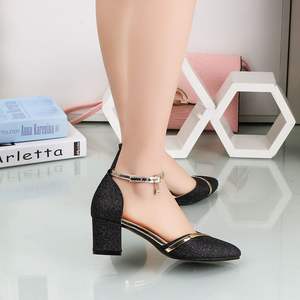 ウェディングブライダルパーティーオフィスドレスアンクルストラップ先のとがったつま先ローチャンキーヒール女性用ポンプシューズ - Product Image 5