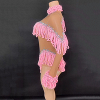 Novance Y4681 Produits Phares 2026 Justaucorps de Danse Sexy à Manches Longues et Strass pour Femme Adulte avec Franges