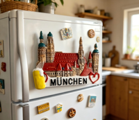 Aimant de réfrigérateur personnalisé Allemagne Munich Souvenir touristique Créatif Autocollant magnétique 3D Décoration de maison Universel pour les vacances