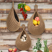 Panier mural suspendu en coton tissé 3 pièces - Décoration et rangement pour cuisine, salon et salle de bain (Blanc-3)