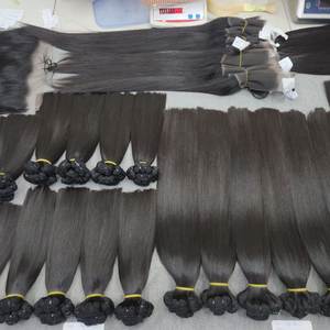 6-24 pouces Double Drawn Way Natural Straight Extension de cheveux humains vierge cuticule alignée trame Faisceau de cheveux humains - Product Image 1