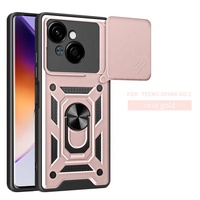 Coque Rigide Anti-Choc de Grade Militaire avec Protection d'Objectif, Béquille Anneau Métallique et Support Magnétique Voiture pour Techno Spark Go 1