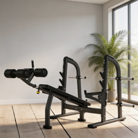 Banc de musculation en cuir microfibre confortable avec coussin en mousse polyuréthane 3D, poignée antidérapante en PP, poulie à roulement silencieux, portable et sécurisé