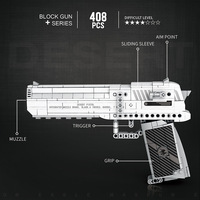 77001 Collector Edition DIY Desert Eagle Brick Gun, 408PCS Set Blok Bangunan Plastik untuk Hobi Dewasa, Pajangan, dan Koleksi
