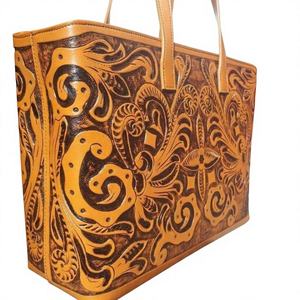 Bolso de Mano Tipo Clutch para Mujer, Hecho a Mano con Cuero Genuino, Diseño Grabado, Ligero, Vintage, Impermeable, Ecológico, para Bodas y Uso Diario - Product Image 1