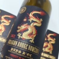 Étiquettes de vin et de bière autocollantes durables avec motif de logo personnalisé, feuille d'or en relief, autocollants haut de gamme pour bouteilles de vin