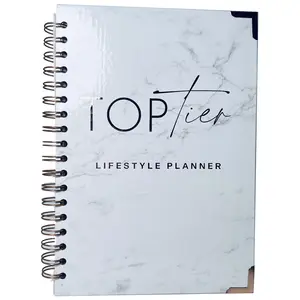 ready to ship stock notebook marble cover rose gold spiral double coil binding 7*10inche level up journal top life style planner