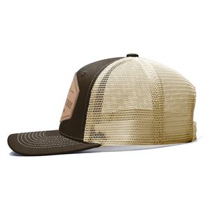 OEM Custom Logo High Quality 6 Panel Baseball <b>Caps</b> Fashion Mesh Snap Back Brown richardson 112 Trucker <b>Hats</b> With Leather Patch - Product Image 3