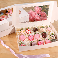 Boîtes en carton pour boulangerie avec fenêtre, en matériaux recyclés, emballage alimentaire pour gâteaux, friandises, tartes, chocolats, fraises, beignets, desserts