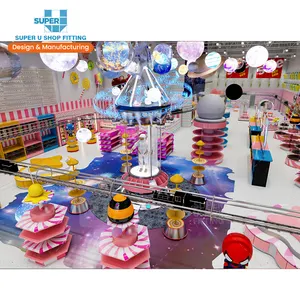 Loja de doces com design de interiores, decoração de móveis para loja de doces, adereços gigantes, prateleira de exibição de açúcar doce
