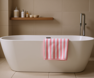 ผ้าขนหนูอาบน้ำลายทางผ้าฝ้ายทรงสี่เหลี่ยมผืนผ้า นุ่มฟู สำหรับใช้ในบ้าน ขนาดผู้ใหญ่ ผ้าขนหนูทอ - Product Image 2