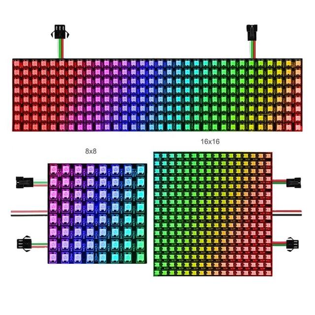 WS2812B Addressable LED Matrix 8x8 16x16 8x32 - 5V RGB Pixel Screen, Programmable Flexible Display Panel for Arduino DIY Decor