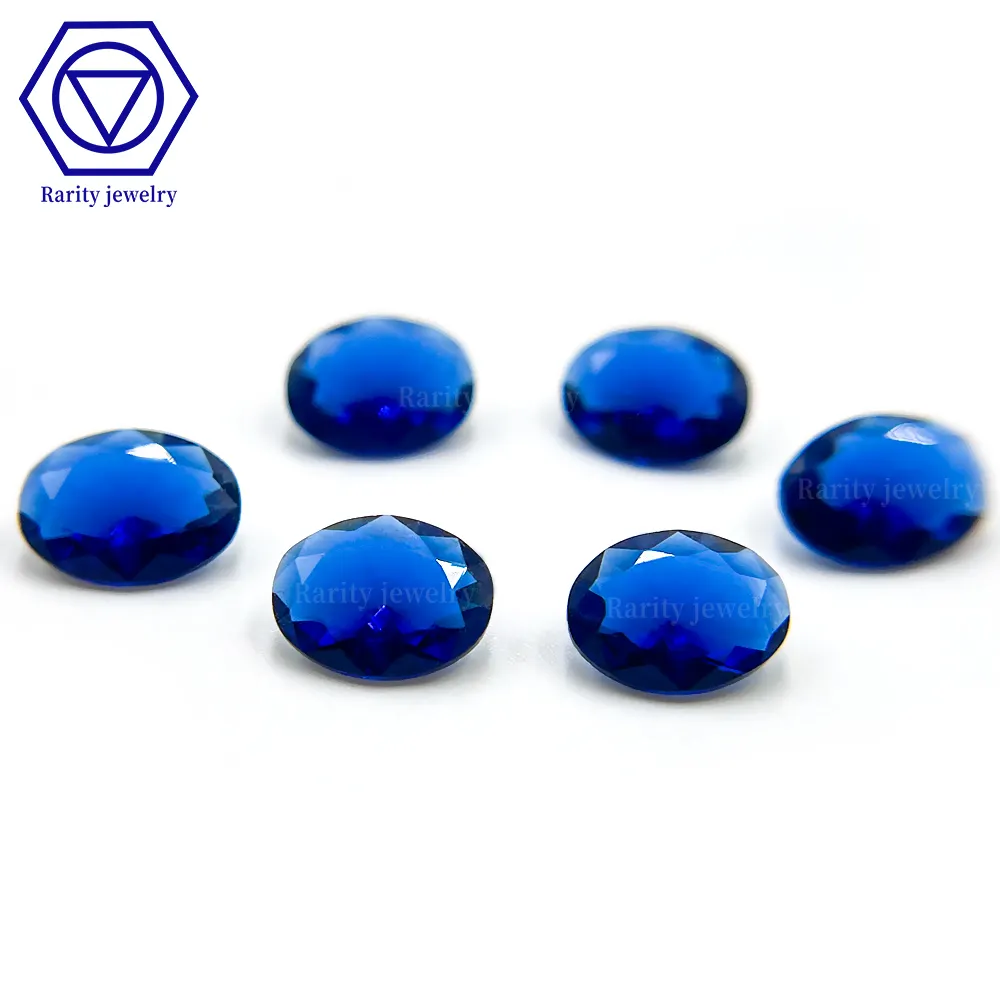 Rarity Wholesale Price Loose Stone Glass 100 Colors Various Oval Cut Blue Glass Crystals Sapphire Gemstone in Stock