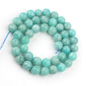 ลูกปัดหินอะมาโซไนต์ธรรมชาติขนาด 6/8/10 มม. สีฟ้า รูปทรงกลม สำหรับทำเครื่องประดับ DIY สร้อยข้อมือ ขายส่ง - Product Image 6