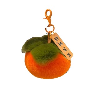 Portachiavi con Ciondolo a Forma di Cachi Portafortuna, Ornamento per Auto a Forma di Cachi in Pelliccia Sintetica di Coniglio Rex, Simpatico Regalo in Peluche per Zaino, Vendita all'Ingrosso - Product Image 1