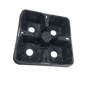 Grand plateau de semis de tomates <span class=keywords><strong>d</strong></span>'<span class=keywords><strong>orge</strong></span> pour animaux de compagnie de type hydroponique profond <span class=keywords><strong>à</strong></span> cellules carrées noires personnalisées avec trou - Product Image 4
