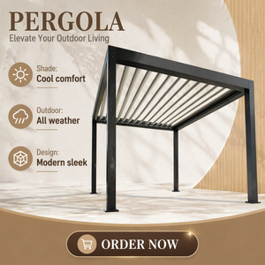 Pérgola de Aluminio Impermeable, Resistente, Automática, Retráctil, con Techo de Láminas, para Patio, Gazebo, Pabellón, 500, Moderna, Motorizada, Biocl - Product Image 1