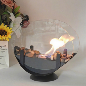 Chimenea de Alcohol de escritorio tridimensional de acero inoxidable semicircular moderna para dormitorio, sala de estar, <span class=keywords><strong>Bar</strong></span>, ambiente - Product Image 1