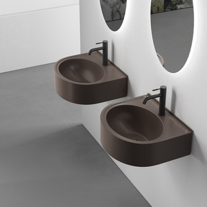 Lavabo mural semi-circulaire moderne en acier inoxydable pour salle de bain, gain de place, petit lavabo de salle de bain - Product Image 5