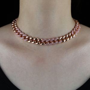 Nuova Collana da <span class=keywords><strong>Donna</strong></span> con Catena Cubana Miami Placcata <span class=keywords><strong>Oro</strong></span> <span class=keywords><strong>Rosa</strong></span> con Zirconi <span class=keywords><strong>Rosa</strong></span> - Product Image 6