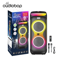 Enceinte Bluetooth portable pour divertissement extérieur, double haut-parleur de 10,5 pouces avec lumière RVB à dégradé clignotant, micro filaire et sans fil
