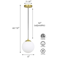 Luminaire suspendu moderne en laiton et verre pour îlot de cuisine, style ETL, en stock aux États-Unis