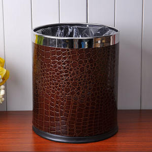 उच्च गुणवत्ता वाले pचमड़े के खुले शीर्ष दौर की शैली कचरा कार्यालय अपशिष्ट बिन कागज की टोकरी बाल्टी का उपयोग कर सकते हैं। - Product Image 3