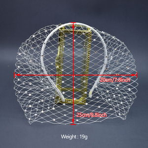 بيع بالجملة حجر الراين شبكة الوجه الحجاب غطاء رأس كريستال الزفاف قفص الطيور شبكة العروس الحجاب رباط الشعر - Product Image 2